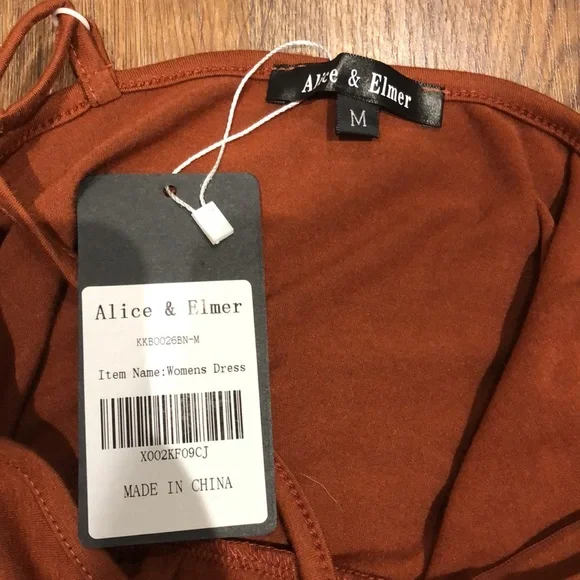 1. Alice & Elmer | NWT V-Neck Sundress with Buttons (Burnt Orange/Rust) - Picture 9 of 10